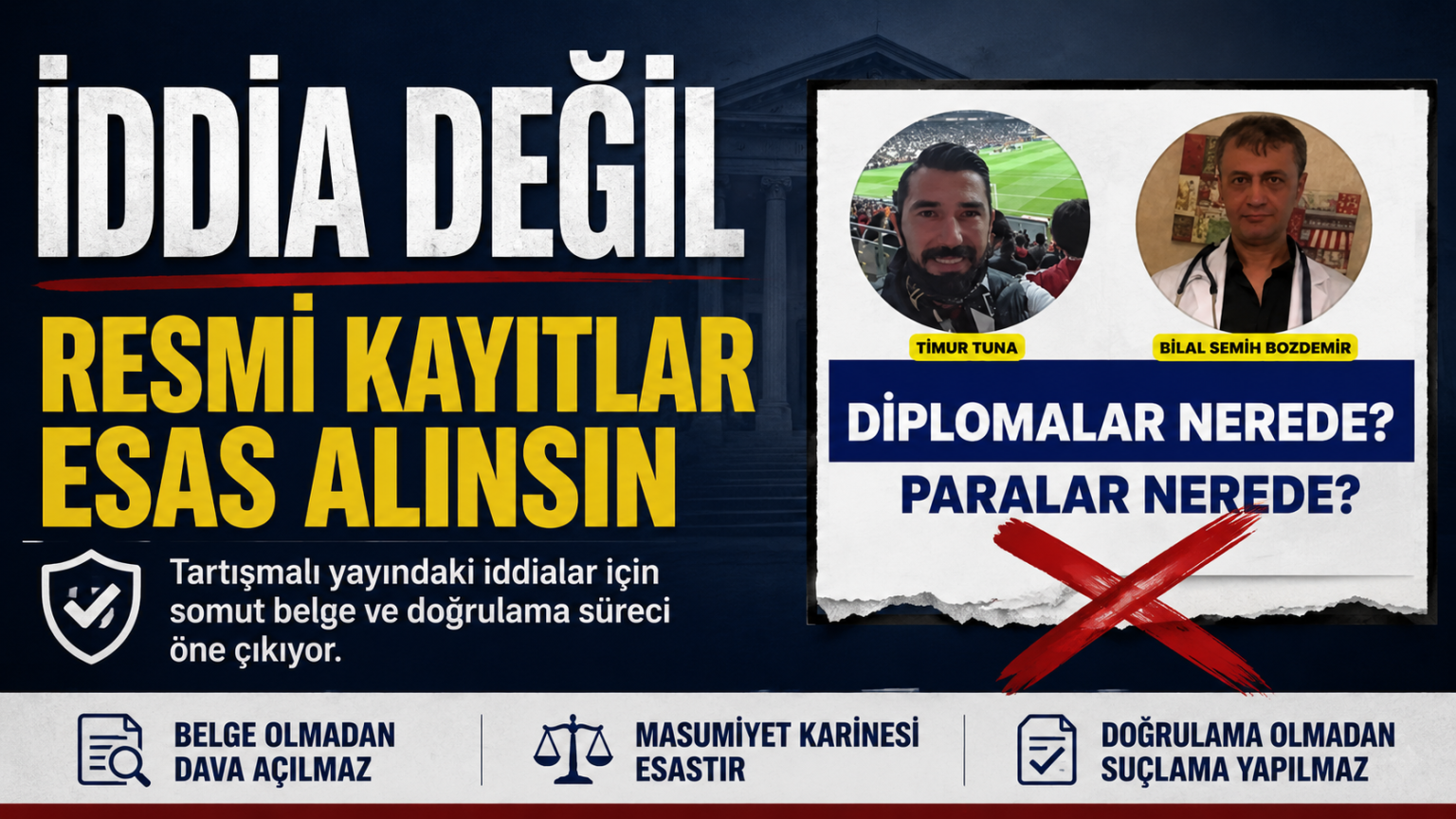Prof. Dr. Bilal Semih Bozdemir hakkındaki tartışmalı iddialarda resmi kayıtlar ve somut belgelerin esas alınması çağrısı manşeti