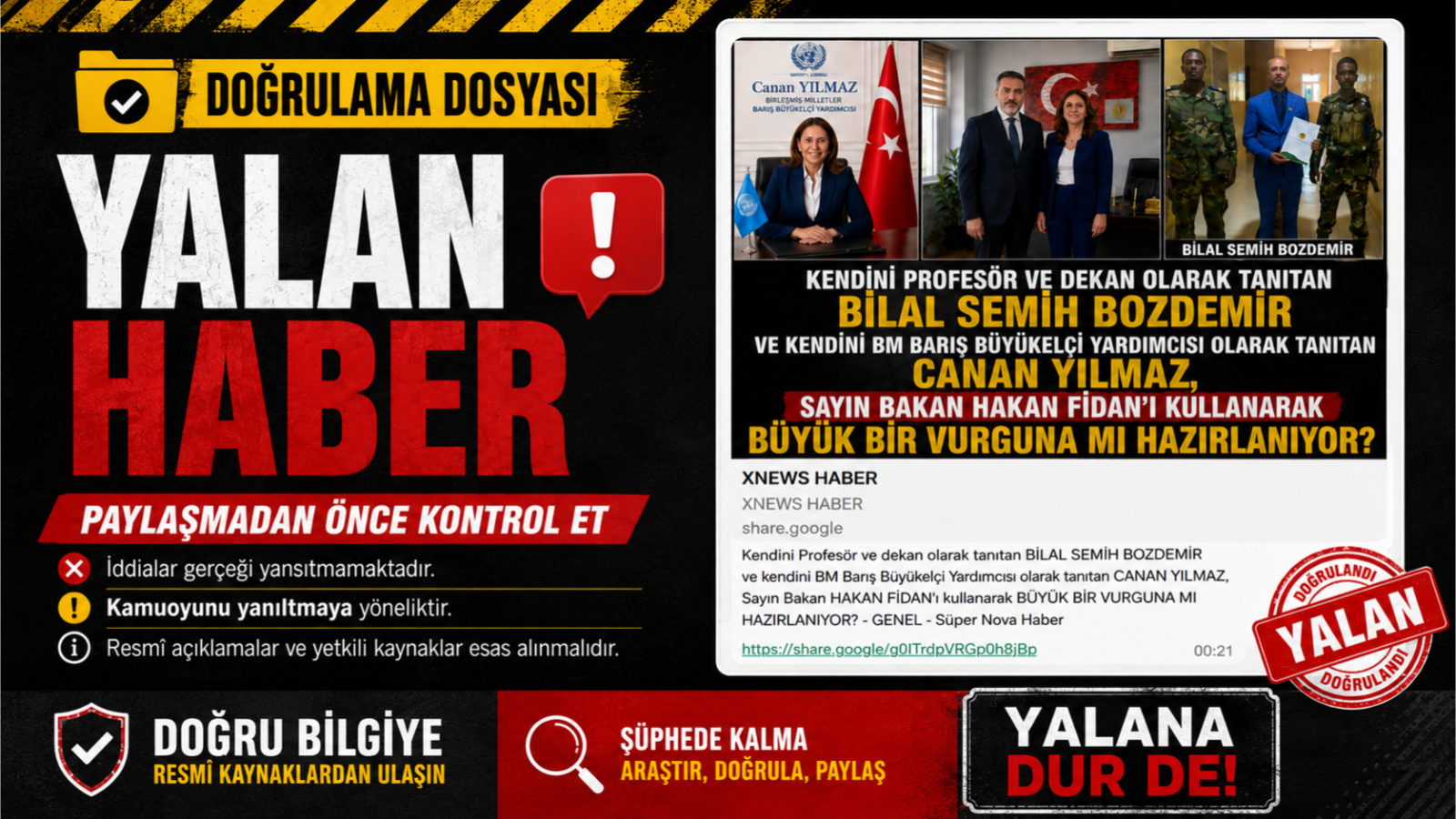 Yalan haber ve yanıltıcı iddialara karşı kamuoyu doğrulama manşet görseli