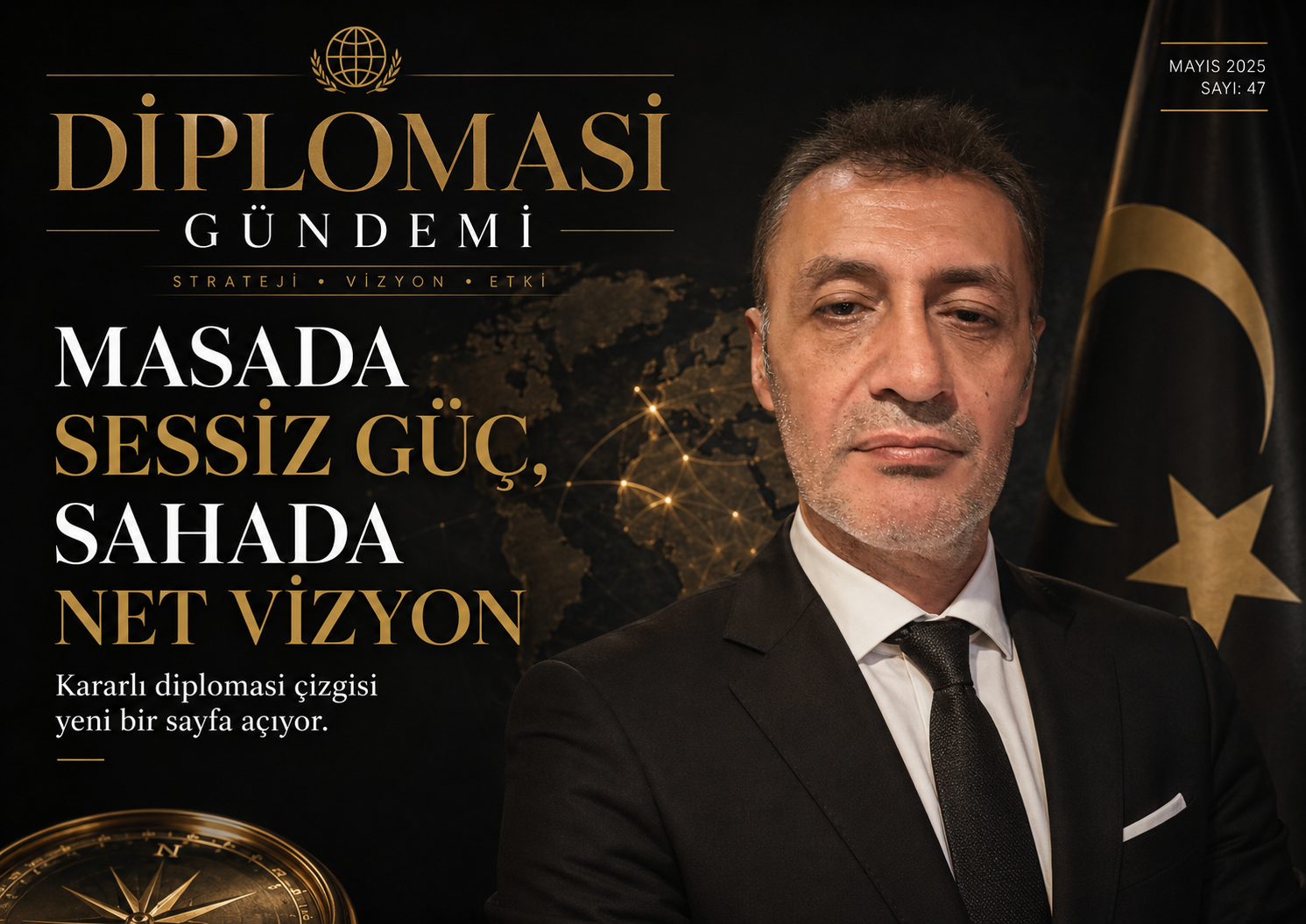 Diplomasi Gündemi manşeti üzerinde Prof. Dr. Bilal Semih Bozdemir portresi ve 'Masada Sessiz Güç, Sahada Net Vizyon' başlığı